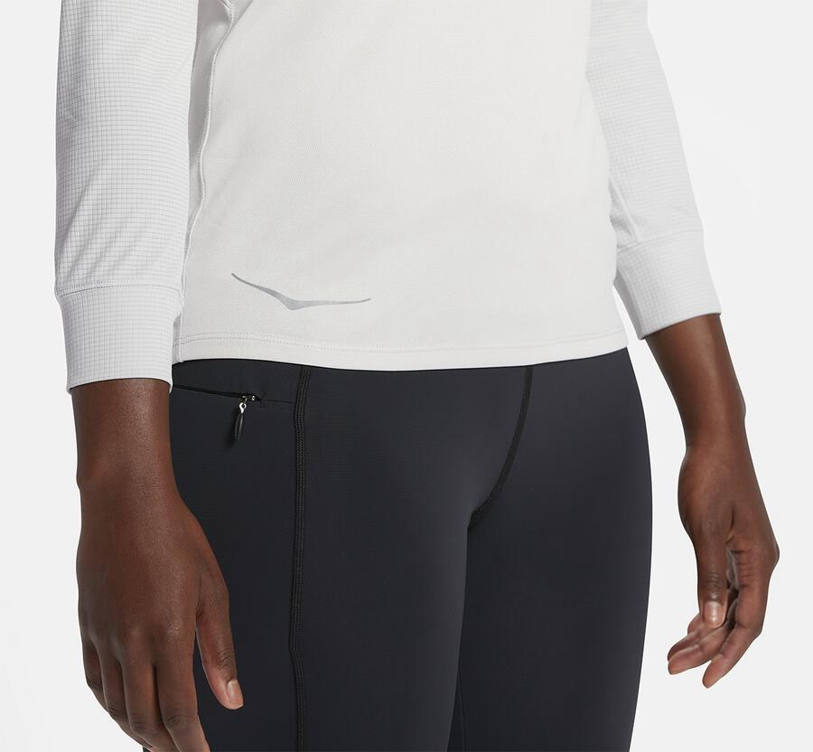 Top Hoka One One Mujer Blancos - Performance 3/4 Sleeve - OCLI91450